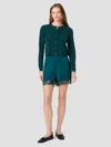 French Connection Ennis Satin Lace Pull On Shorts In Deep Teal