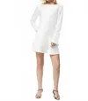 French Connection Ennis Satin Long Sleeve Mini Dress In Cream In White
