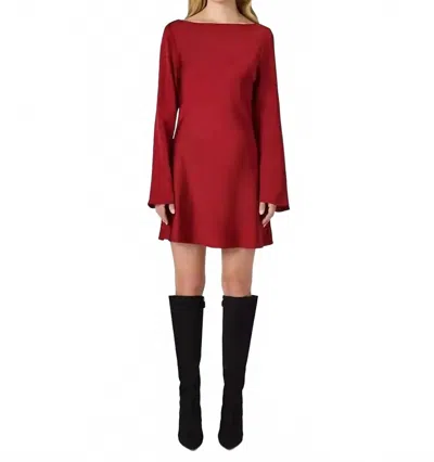 French Connection Ennis Satin Long Sleeve Mini Dress In Wine In Red