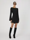 French Connection Ennis Long Sleeve Satin Minidress In Black
