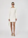 French Connection Ennis Long Sleeve Satin Minidress In Cream
