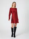French Connection Ennis Long Sleeve Satin Minidress In Red