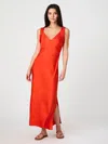 French Connection Ennis Satin Midaxi Dress In Miami Orange In Orange