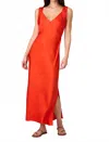 French Connection Ennis Satin Midaxi Dress In Miami Orange In Red