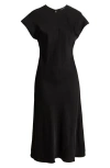 French Connection Ennis Satin Midi Dress In 01-black
