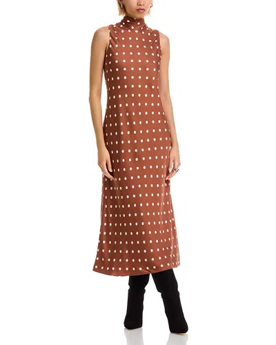 French Connection Ennis Satin Midi Dress In Brown