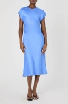 French Connection Ennis Satin Column Midi Dress In Ultramarine