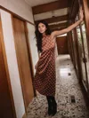 French Connection Ennis Satin Polka Dot Midi Dress  Dresses In Brown