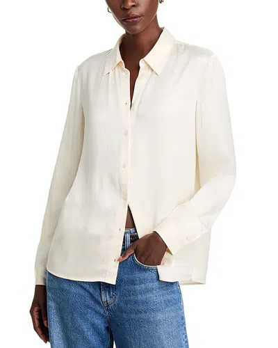 French Connection Ennis Satin Shirt In Classic Cream