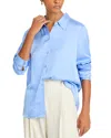 French Connection Womens Satin Long Sleeve Button-down Top In Dusted Blue