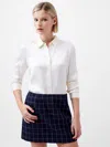 French Connection Ennis Satin Button-up Shirt In Cream