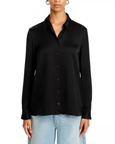 French Connection Ennis Satin Shirt In Black