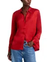 French Connection Ennis Satin Button-up Shirt In Wine