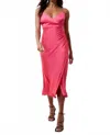 French Connection Ennis Satin Slip Midi Dress In Azalea In Pink
