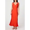 French Connection Ennis Satin Midaxi Dress In Miami Orange In Red