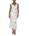 French Connection Ennis Vivian Floral Satin Maxi Dress In Pale Iris