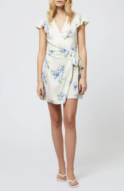 French Connection Ennis Vivian Floral Satin Wrap Minidress In Multi