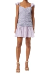 French Connection Enora Floral Print Ruched Dress In 50-sheer Lilac