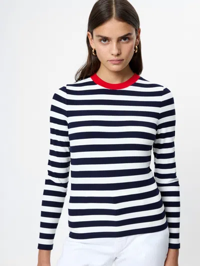 French Connection Esmae Rib Knit Crew Neck Top In Blue