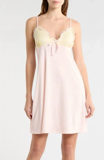 French Connection Eyelet Trim Chemise In Pink