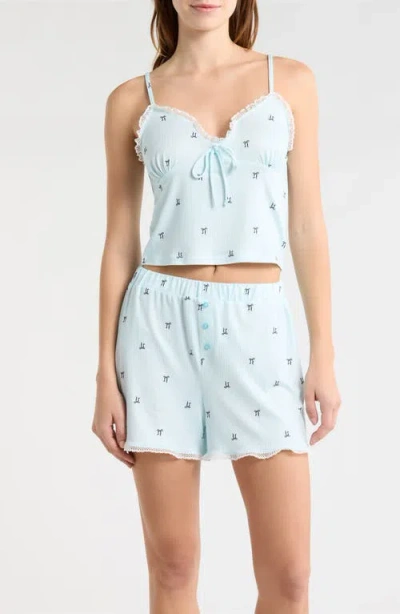 French Connection Eyelet Trim Short Pajamas In Blue