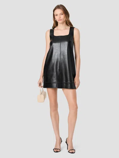 French Connection Faux Croc Pu Leather Mini Dress In Black