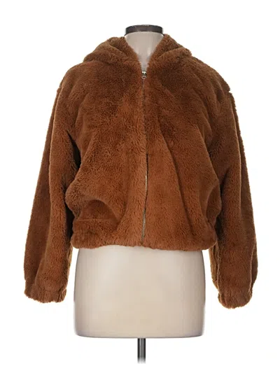 Pre-owned French Connection Faux Fur Jacket In Brown