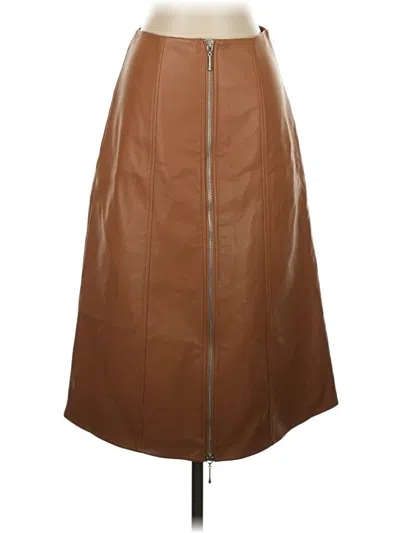 Pre-owned French Connection Faux Leather Skirt In Brown
