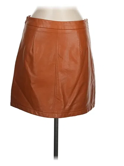 Pre-owned French Connection Faux Leather Skirt In Brown
