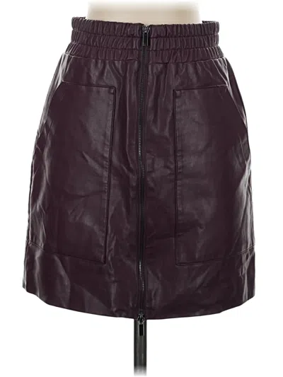 Pre-owned French Connection Faux Leather Skirt In Burgundy