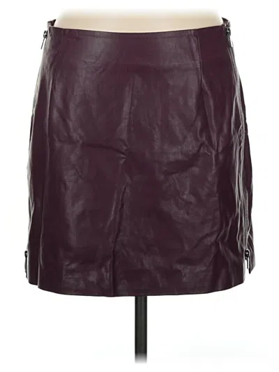 Pre-owned French Connection Faux Leather Skirt In Burgundy