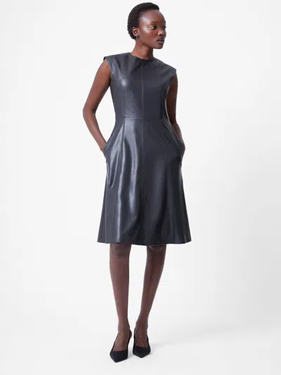 French Connection Faux Leather Sleeveless Dress Black