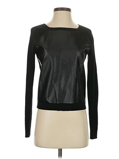 Pre-owned French Connection Faux Leather Top Black Scoop Neck Tops