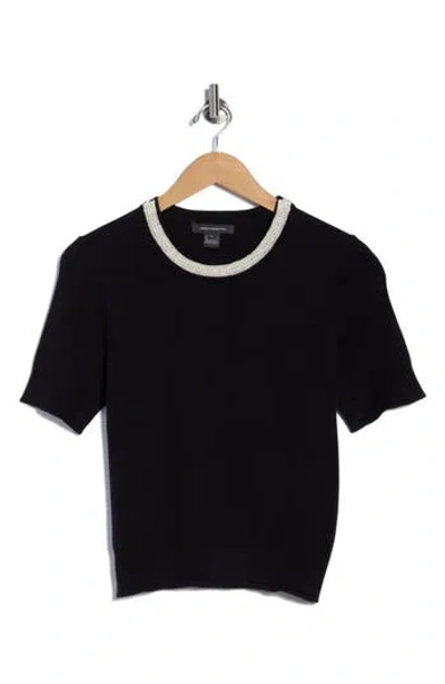 French Connection Faux Pearl Trim Short Sleeve Sweater In Multi