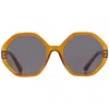 French Connection Fc 23 52 Cp Brn Smoke Hexagonal Ladies Sunglasses 10266454.com Brnsmk In Orange