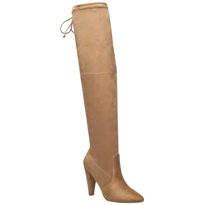 French Connection Fcjordn106ds Womens Lace-up Faux Suede Over-the-knee Boots In Tan- Faux Leather