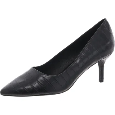 French Connection Fckate Womens Snake Print Leather Pumps In Black