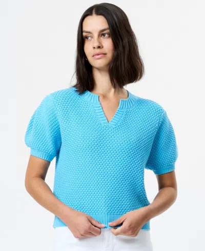 French Connection Remy Puff Sleeve Sweater In Blue