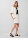 French Connection Finley Denim Bermuda Shorts In Cream