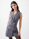 French Connection Fiorella Pinstripe Double Breasted Minidress In Grey