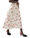 French Connection Floramour Ennis Satin Maxi Skirt In Classic Cream Multi In Classic Cream