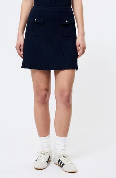 French Connection Flap Pocket Ribbed Sweater Miniskirt In Black