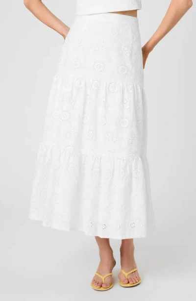 French Connection Floral Eyelet Cotton Maxi Skirt In White