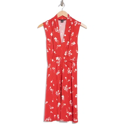 French Connection Floral Tie Waist Jersey Dress In Red