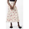 French Connection Floramour Ennis Satin Maxi Skirt In Classic Cream Multi In Classic Cream Multi