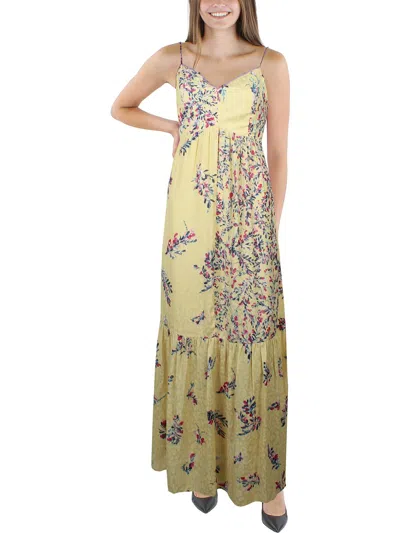 French Connection Flores Dobby Womens Floral Print Maxi Sundress In Yellow