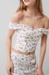 FRENCH CONNECTION FLORIANA HALLIE FLORAL OFF THE SHOULDER TOP