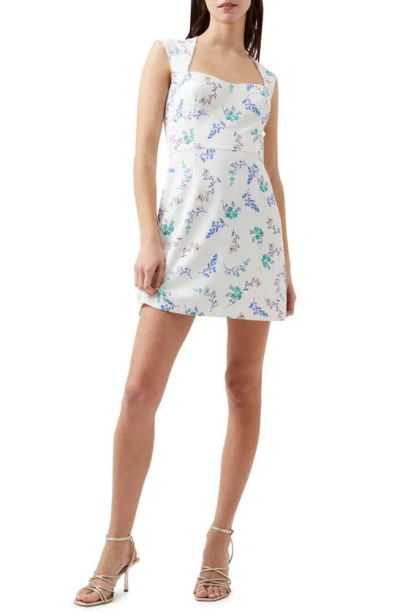 French Connection Floriana Whisper Floral Minidress In Summer White-blue