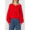 French Connection Fluffy Knit Cardigan In Mars Red