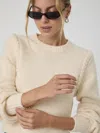 French Connection Womens Ribbed Trim Alpaca Pullover Sweater In Cream